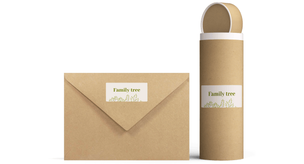 Письмо и тубус с логотипом Family Tree.